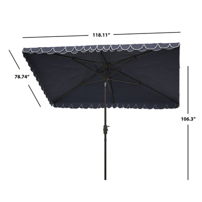 Parasol rectangulaire d'extérieur Zariah de SAFAVIEH, 6'x10', avec liseré