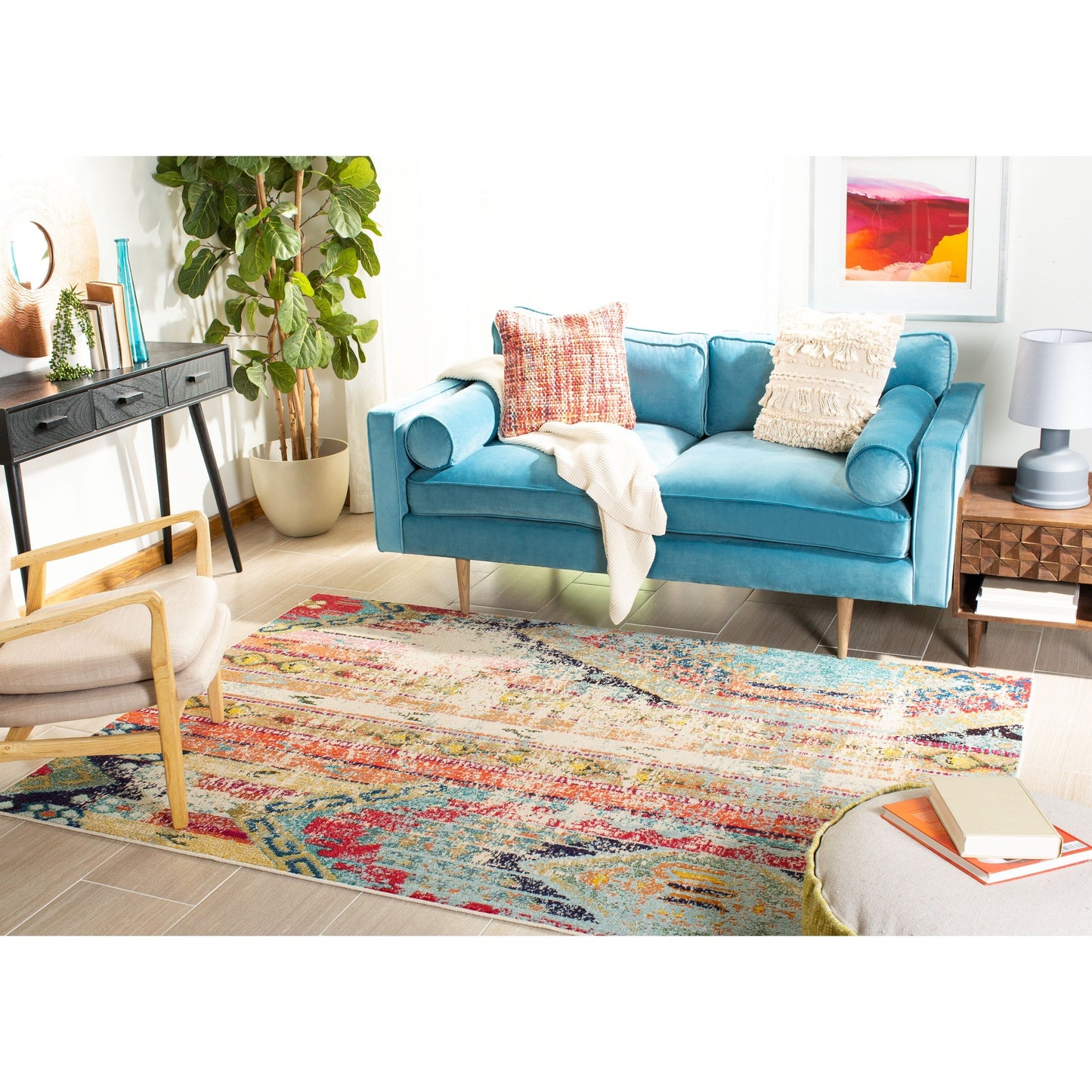 SAFAVIEH, Madison Sonya Abstract Boho Distressed Rug