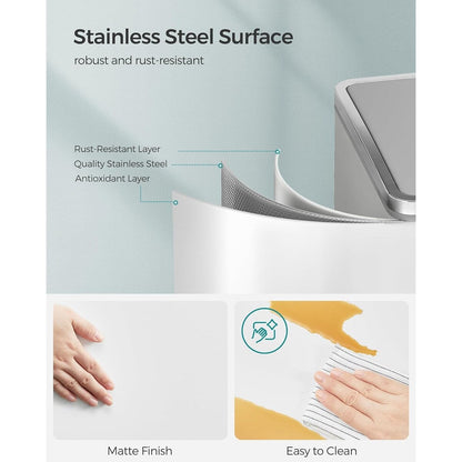 SONGMICS Poubelle à double compartiment, 2 x 8 gallons, acier inoxydable