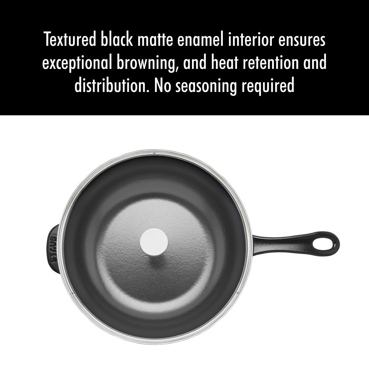 Casserole quotidienne en fonte STAUB de 2,9 quarts avec couvercle en verre