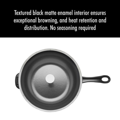 Casserole quotidienne en fonte STAUB de 2,9 quarts avec couvercle en verre