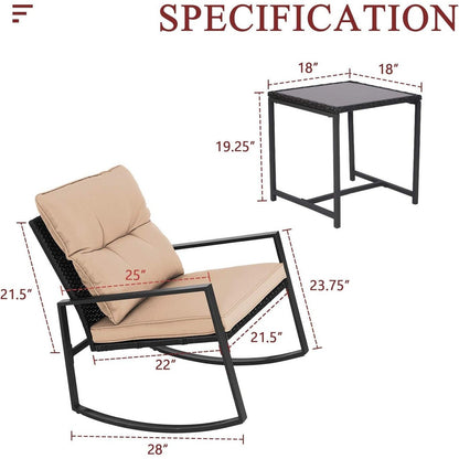 Ensemble de bistro à balançoire de patio extérieur SUNCROWN en métal noir, 3 pièces
