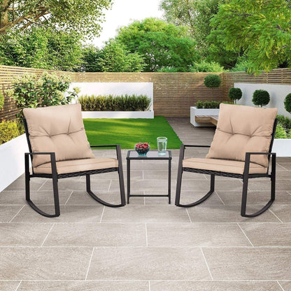 Ensemble de bistro à balançoire de patio extérieur SUNCROWN en métal noir, 3 pièces