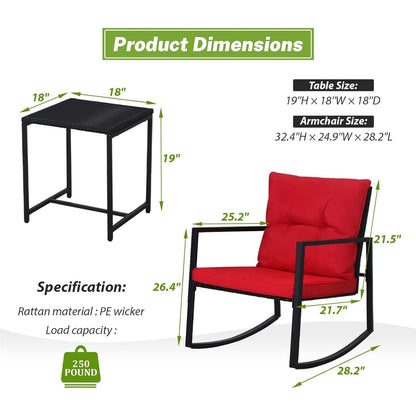 Ensemble de bistro à balançoire de patio extérieur SUNCROWN en métal noir, 3 pièces