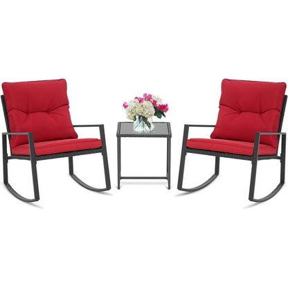 Ensemble de bistro à balançoire de patio extérieur SUNCROWN en métal noir, 3 pièces