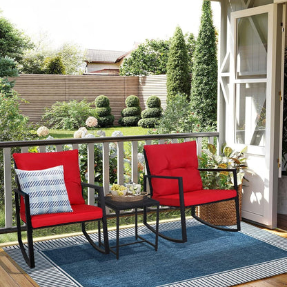 Ensemble de bistro à balançoire de patio extérieur SUNCROWN en métal noir, 3 pièces