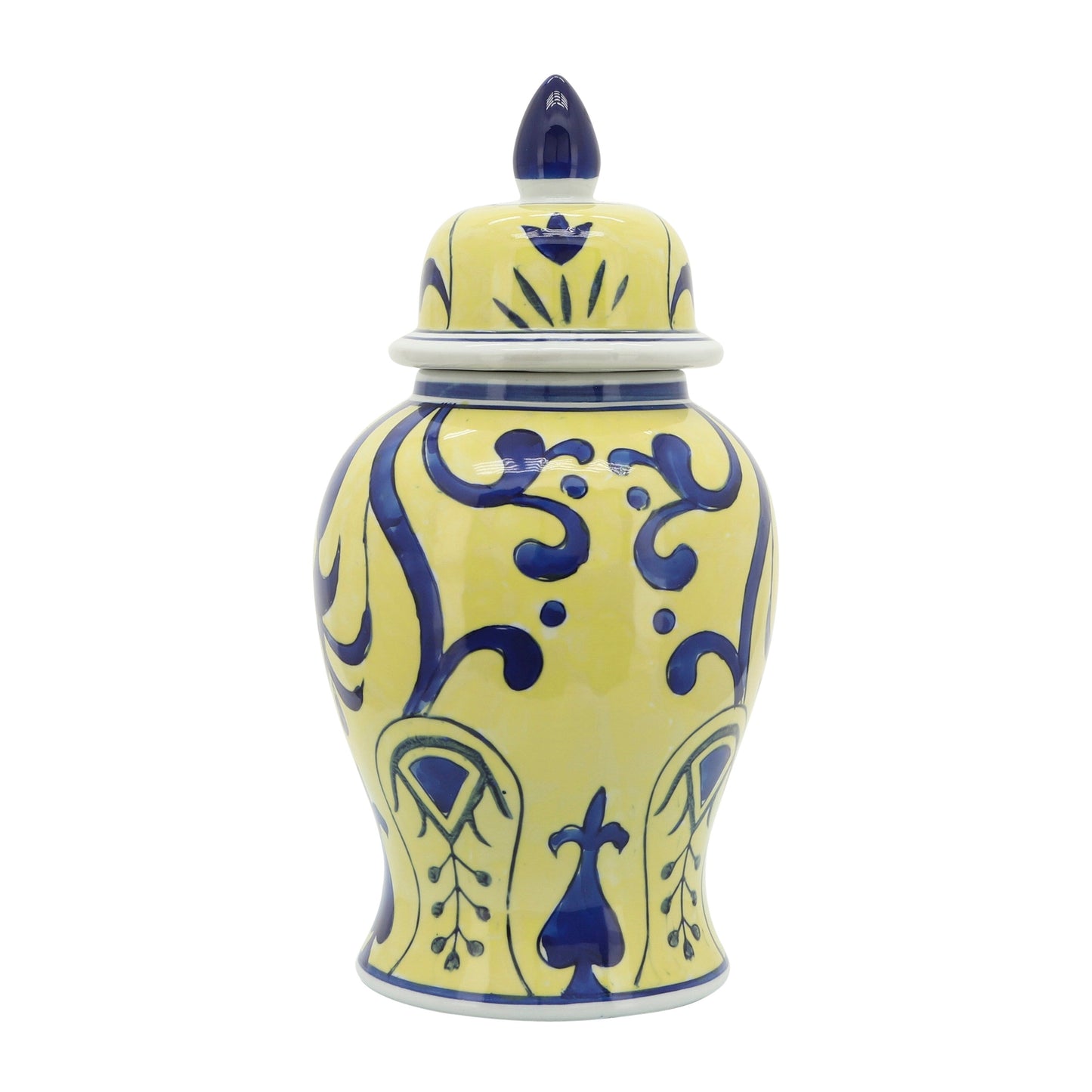 Sagebrook Home Patterned Eclectic Temple Jar with Lid