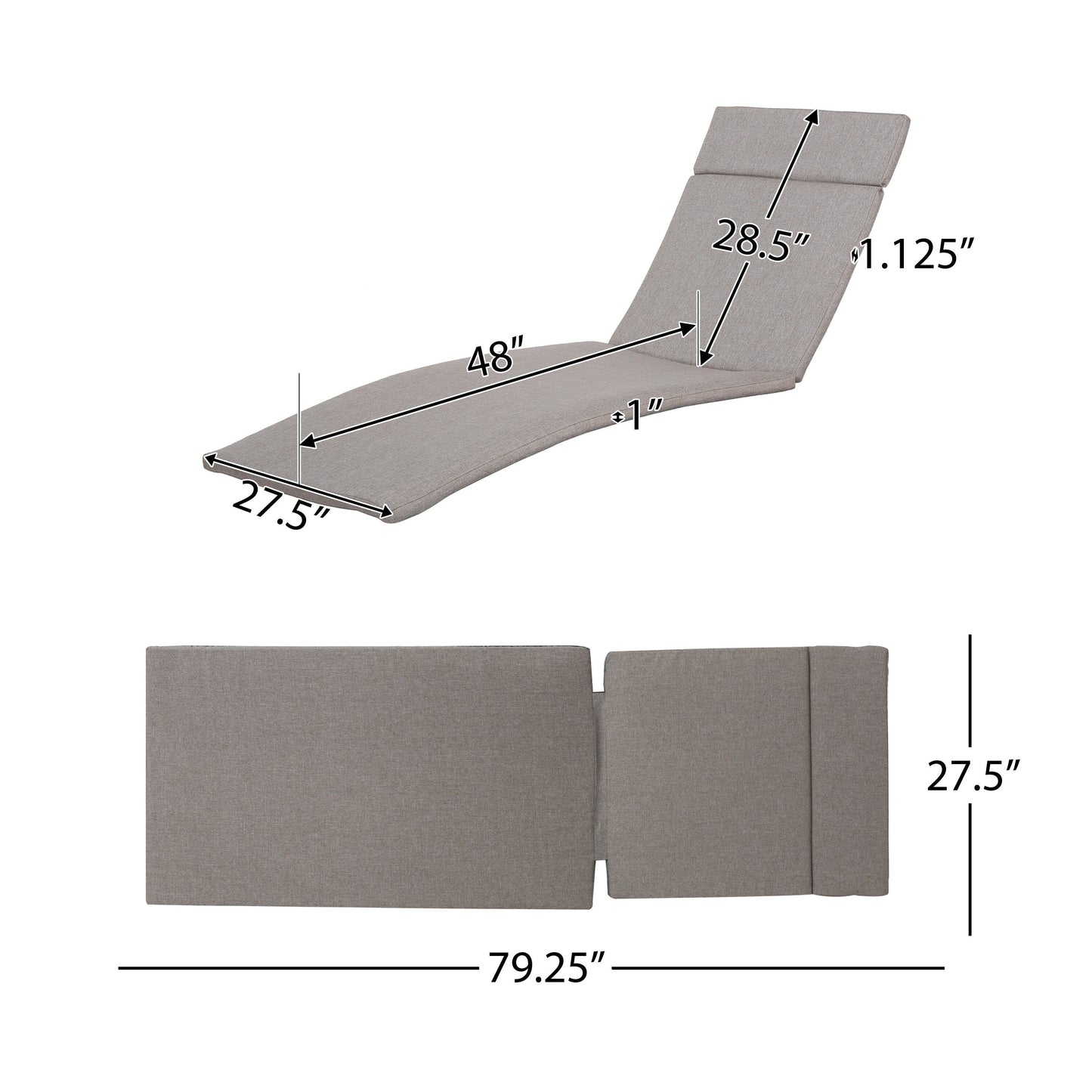 Ensemble de coussins d'extérieur Salem pour chaise longue - Coussins uniquement (lot de 2) par Christopher Knight Home - 79,25L x 27,50l x 1,50h