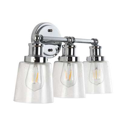 Sandrine 3-Light Iron/Seeded Glass Classic Cottage LED Vanity Light, by JONATHAN Y