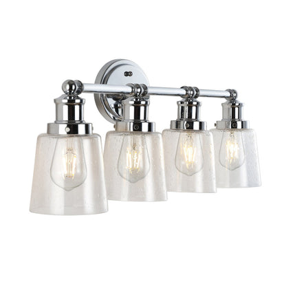 Sandrine 3-Light Iron/Seeded Glass Classic Cottage LED Vanity Light, by JONATHAN Y