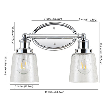 Sandrine 3-Light Iron/Seeded Glass Classic Cottage LED Vanity Light, by JONATHAN Y