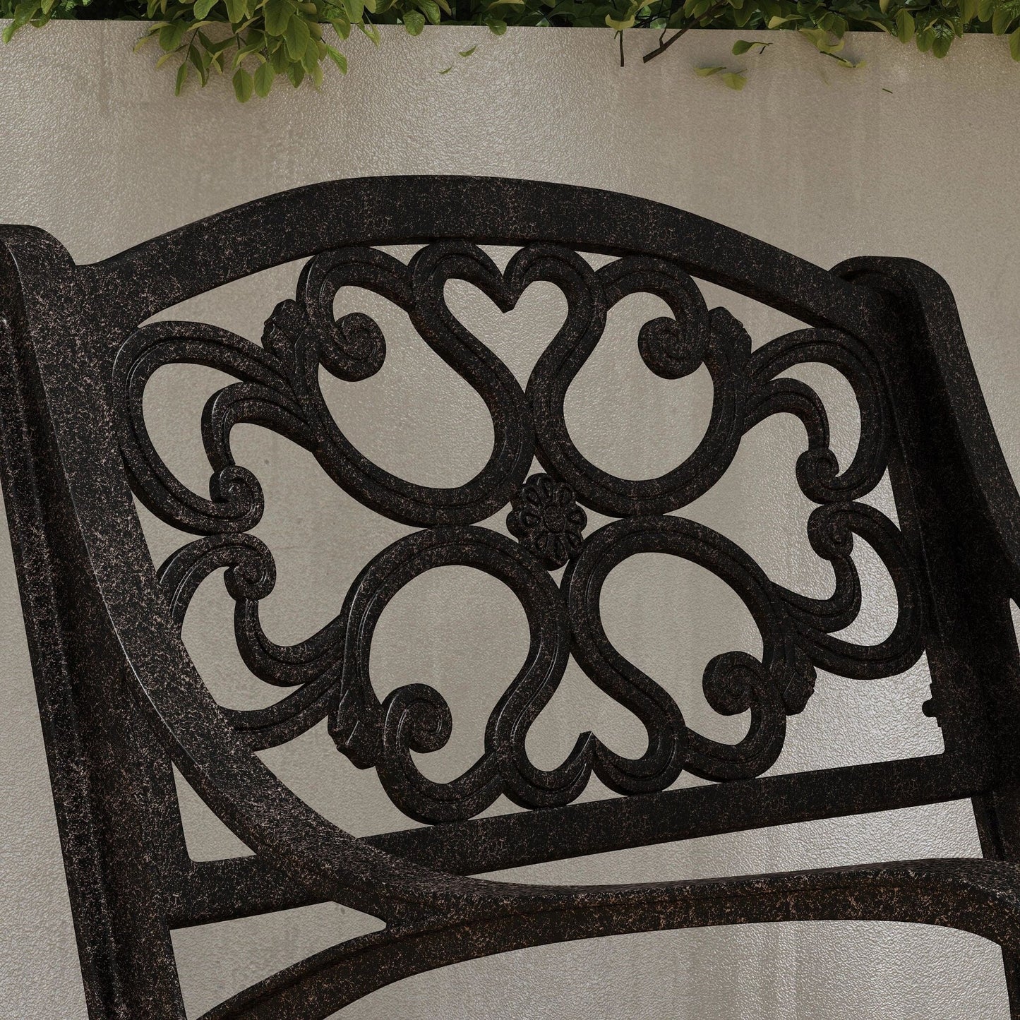 Ensemble de repas d'extérieur Sanibel en aluminium bronze, 7 pièces, comprenant une table ovale de 72 pouces et six chaises à accoudoirs de la marque Homestyles.