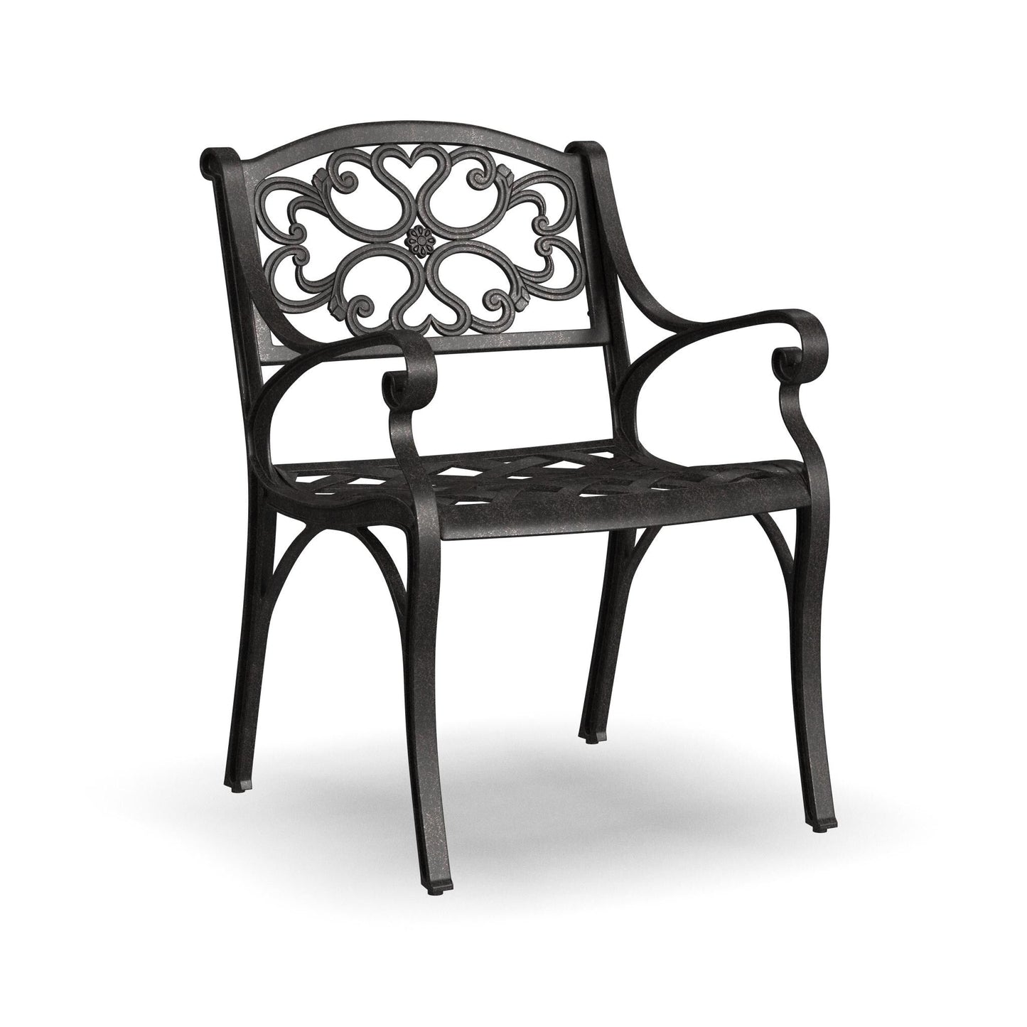 Ensemble de repas d'extérieur Sanibel en aluminium bronze, 7 pièces, comprenant une table ovale de 72 pouces et six chaises à accoudoirs de la marque Homestyles.