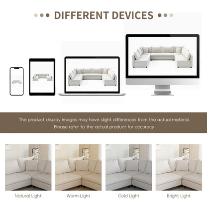 Canapé d'angle, ensemble de canapé en chenille en forme de U réversible, combinaison libre, canapé convertible 8 places surdimensionné