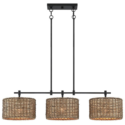 Suspension linéaire à 3 lumières pour îlot de cuisine, style ferme, noir - 41W
