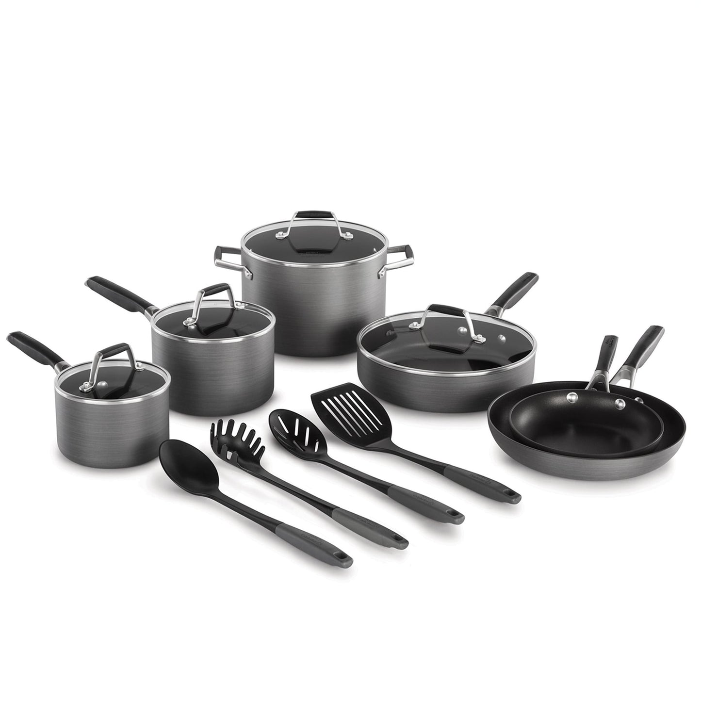 Select by Calphalon, ensemble de 14 pièces, ustensiles de cuisine antiadhésifs en aluminium anodisé dur.