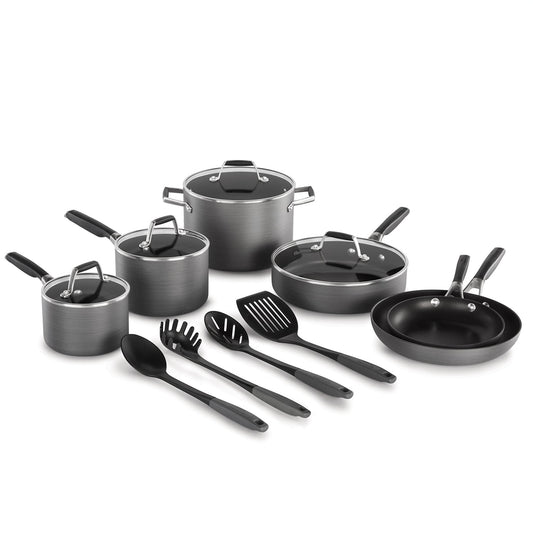 Select by Calphalon, ensemble de 14 pièces, ustensiles de cuisine antiadhésifs en aluminium anodisé dur.