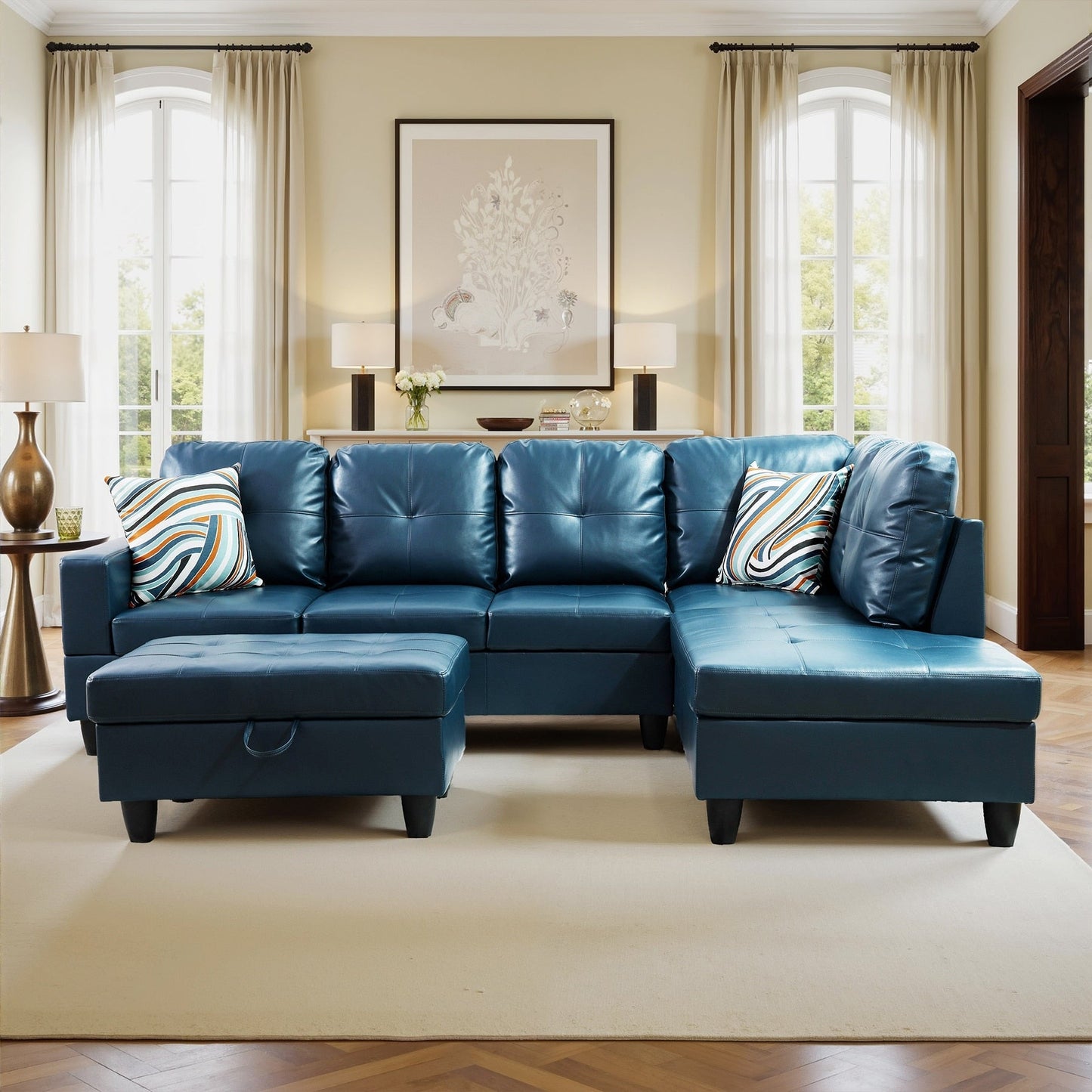 Ensemble de canapé semi-cuir synthétique PU 3 pièces pour salon