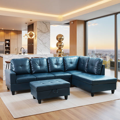 Ensemble de canapé semi-cuir synthétique PU 3 pièces pour salon