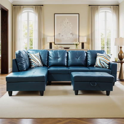 Ensemble de canapé semi-cuir synthétique PU 3 pièces pour salon