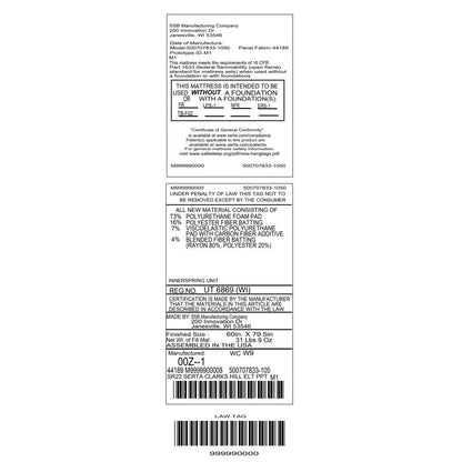 Matelas Serta Clarks Hill 15 avec surcouche moelleuse.