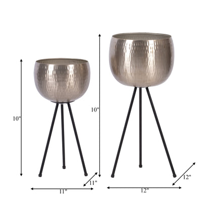 Sagebrook Home Lot de 2 jardinières robustes en fer sur pieds modernes - Transformez votre espace de vie en oasis