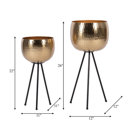 Sagebrook Home Lot de 2 jardinières robustes en fer sur pieds modernes - Transformez votre espace de vie en oasis