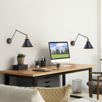 Malryn Lot de 2 appliques murales modernes à bras oscillant réglables, à brancher ou à câbler