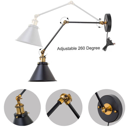 Malryn Lot de 2 appliques murales modernes à bras oscillant réglables, à brancher ou à câbler