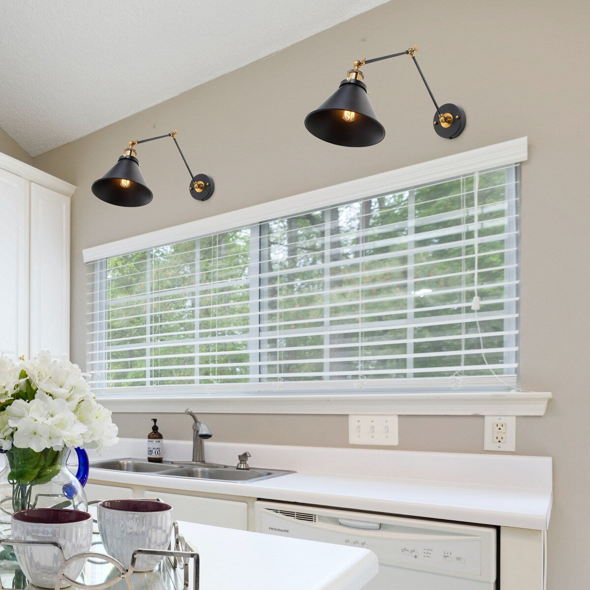 Malryn Lot de 2 appliques murales modernes à bras oscillant réglables, à brancher ou à câbler