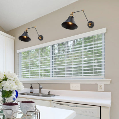 Malryn Lot de 2 appliques murales modernes à bras oscillant réglables, à brancher ou à câbler