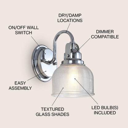 Shirley Metal/Glass LED Vanity Light, by JONATHAN Y