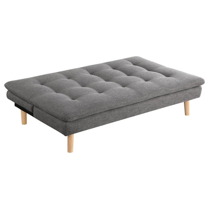 Canapé-lit convertible Siana, tissu gris capitonné, bois brun, 72 pouces