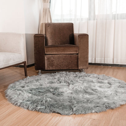 Silver Orchid Parrott Faux Fur Sheepskin Area Rug