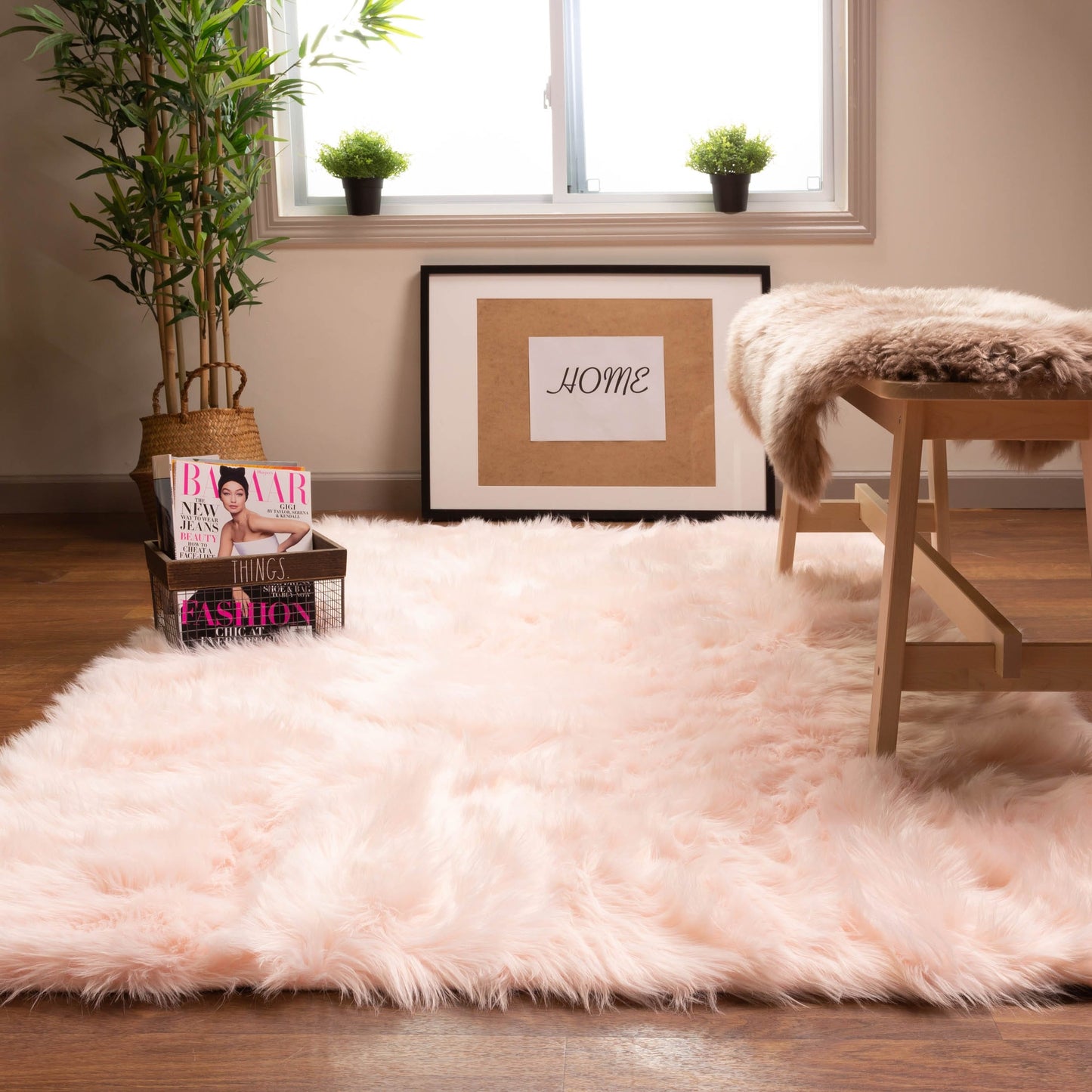 Silver Orchid Parrott Faux Fur Sheepskin Area Rug