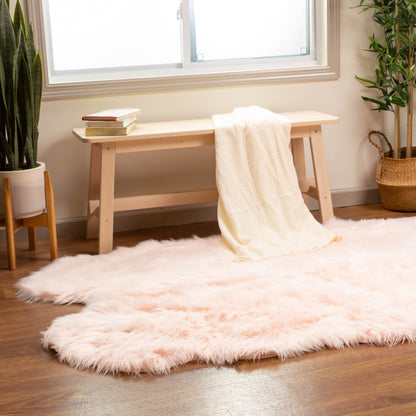Silver Orchid Parrott Faux Fur Sheepskin Area Rug