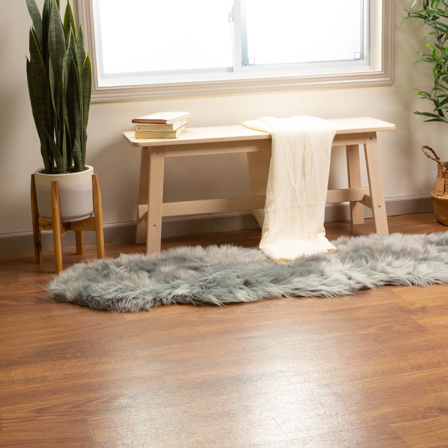 Silver Orchid Parrott Faux Fur Sheepskin Area Rug