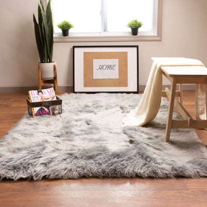Silver Orchid Parrott Faux Fur Sheepskin Area Rug