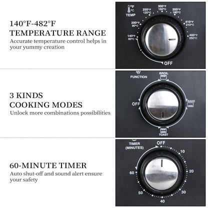 Four à griller simple avec une capacité de 20 litres, four à griller compact pour comptoir, facile à utiliser avec minuterie et réglages pour griller, cuire et rôtir.