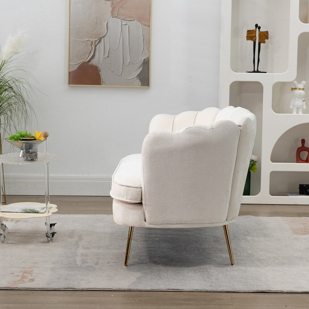 Petit canapé de salon, canapé deux places avec pieds en métal doré - 2 places