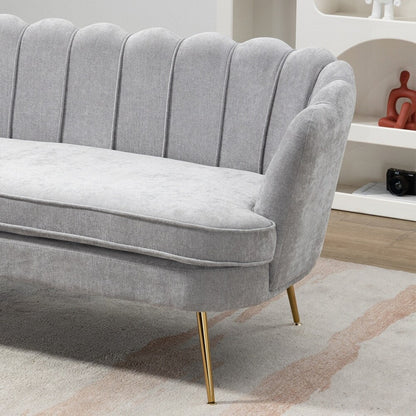 Petit canapé de salon, canapé deux places avec pieds en métal doré - 2 places