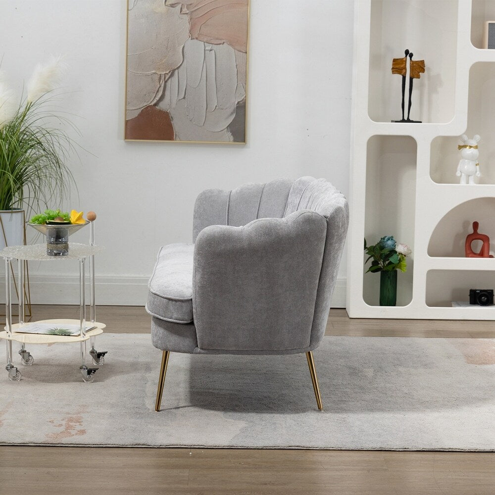 Petit canapé de salon, canapé deux places avec pieds en métal doré - 2 places