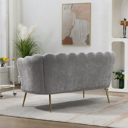 Petit canapé de salon, canapé deux places avec pieds en métal doré - 2 places