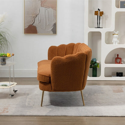 Petit canapé de salon, canapé deux places avec pieds en métal doré - 2 places