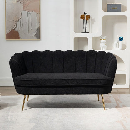 Petit canapé de salon, canapé deux places avec pieds en métal doré - 2 places