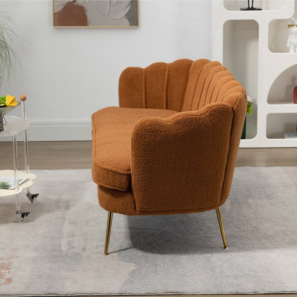 Petit canapé de salon, canapé deux places avec pieds en métal doré - 2 places