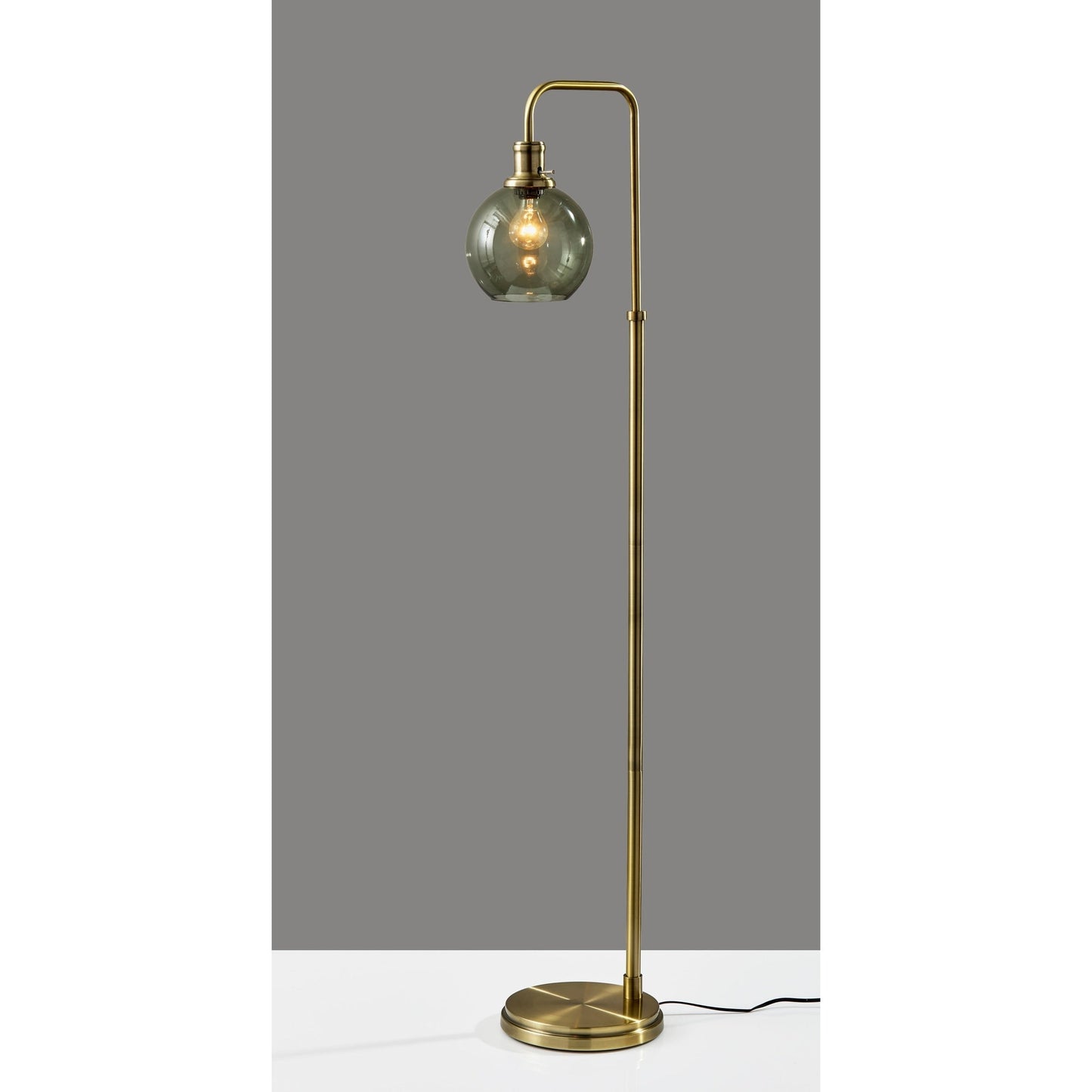 Smoked Glass Floor Lamp - Brass