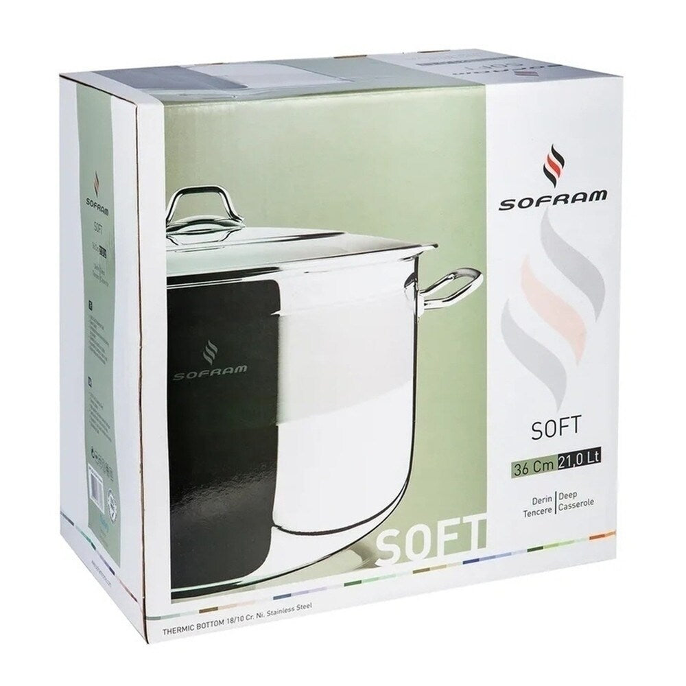 Casserole profonde JUMBO en acier inoxydable 18/10 Sofram avec couvercle