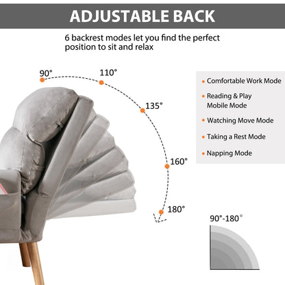 Fauteuil de salon confortable en tissu avec dossier et repose-pieds réglables