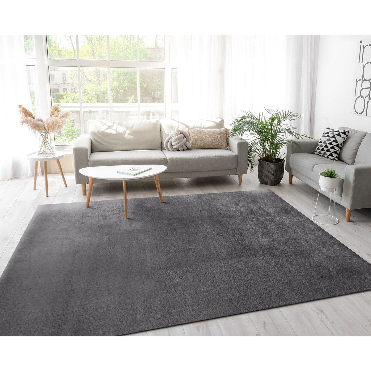 Soft Washable Area Rug with Anti-Slip Backing in solid Colors